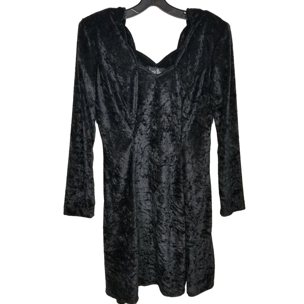 Jamie Brook Women Velvet Dress Mini Dress Sz M Black Long Sleeve Y2K Whimsigoth